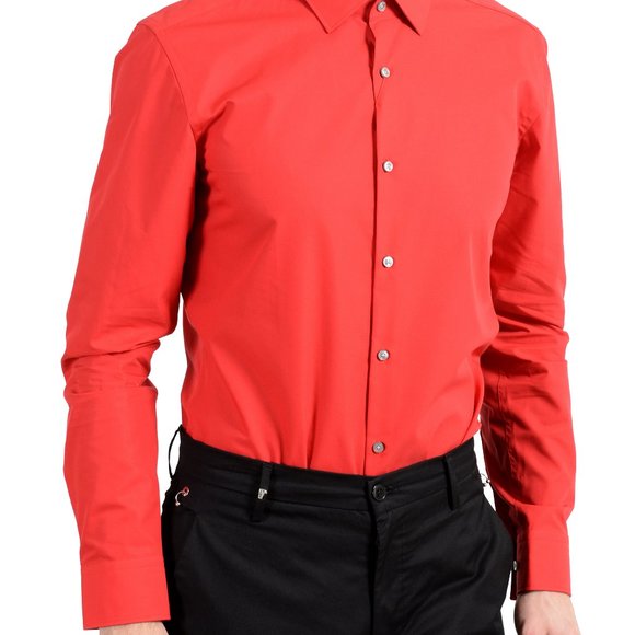 Hugo Boss "C-Jenno" Men's Red Slim Dress Shirt - Picture 3 of 7